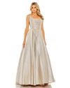 Formal Dresses Long Metallic Pleated Bodice Ball Gown Oyster