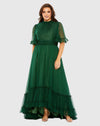 Plus Size Dresses High Low Formal Ruffle Tiered Plus Size Dress Emerald