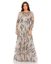 Plus Size Dresses Long Embroidered Long Sleeve A Line Plus Size Dress Taupe