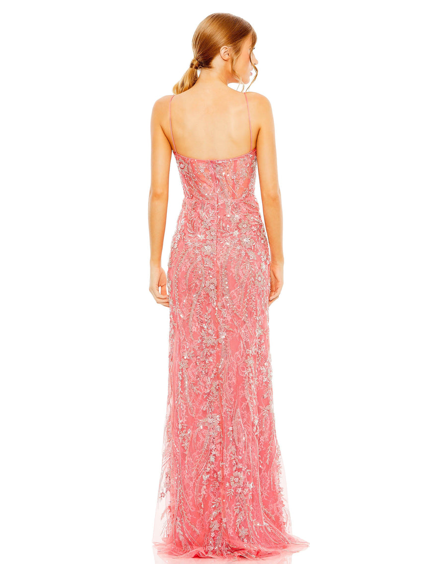 Prom Dresses Long Beaded Floral Prom Dress Coral