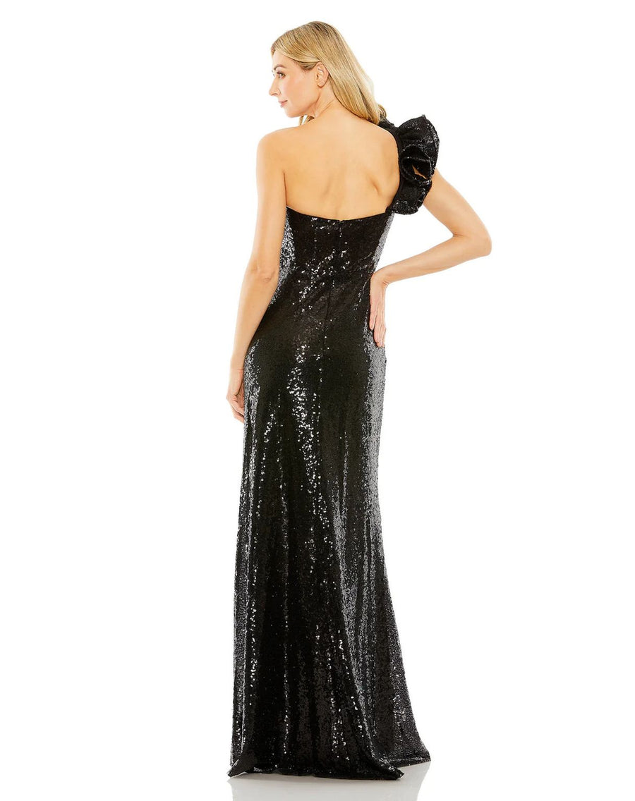 Prom Dresses Long Ruffled One Shoulder Prom Dress Black