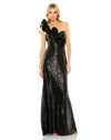 Prom Dresses Long Ruffled One Shoulder Prom Dress Black