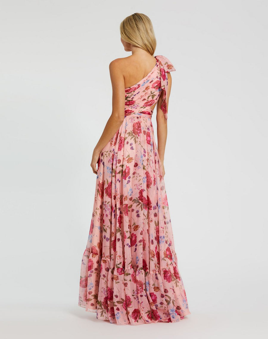 Prom Dresses Long Floral Print Formal A Line Prom Dress Blush Multi