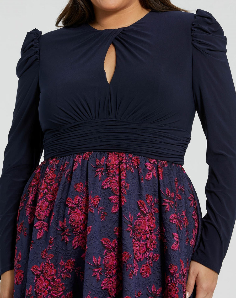 Plus Size Dresses Pleated Long Plus Size Formal Dress Midnight