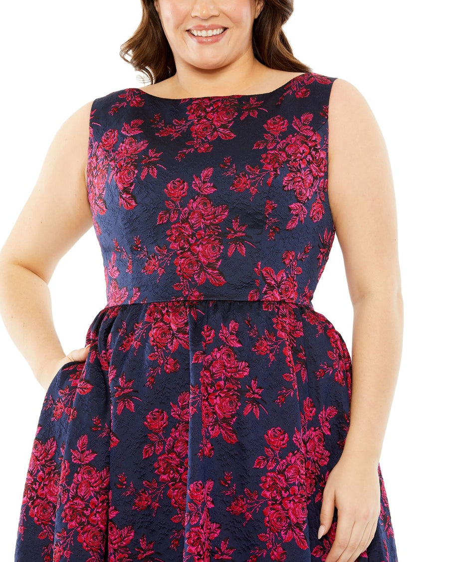 Plus Size Dresses Plus Size Printed Cocktail A Line Midi Dress Midnight Multi