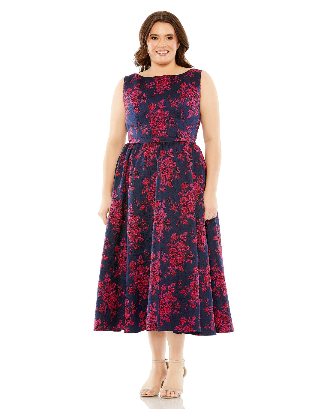 Plus Size Dresses Plus Size Printed Cocktail A Line Midi Dress Midnight Multi