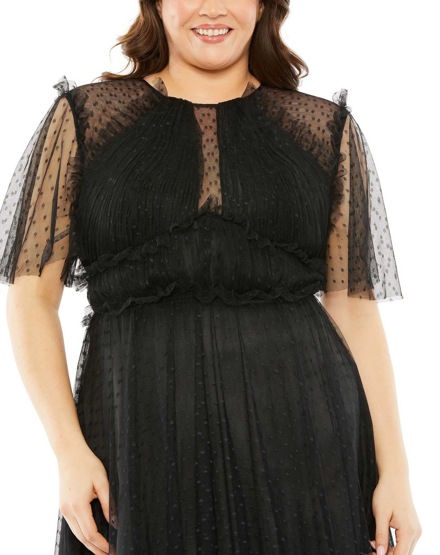 Plus Size Dresses Plus Size Polka Midi Dress Black