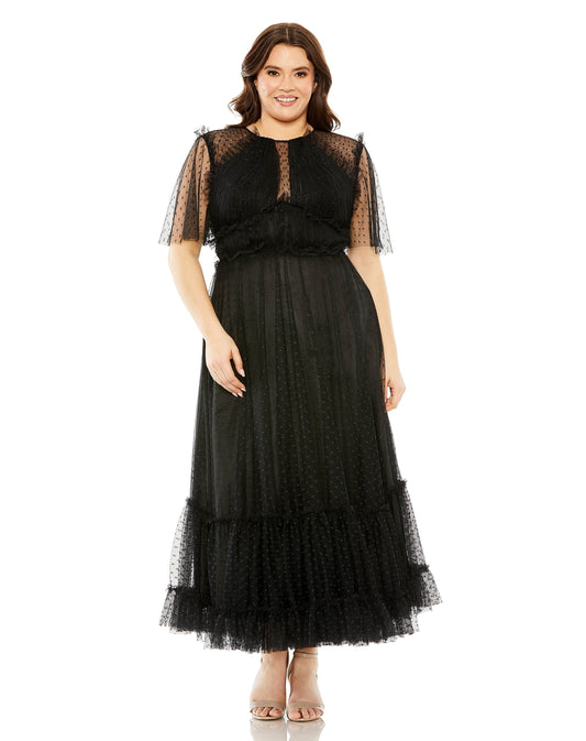 Plus Size Dresses Plus Size Polka Midi Dress Black