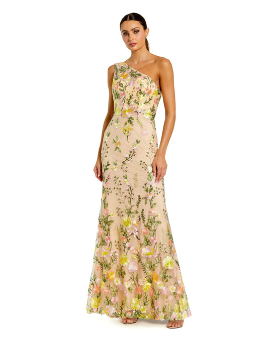 Formal Dresses Long Fitted Floral Prom Formal Dress Yellow Multi