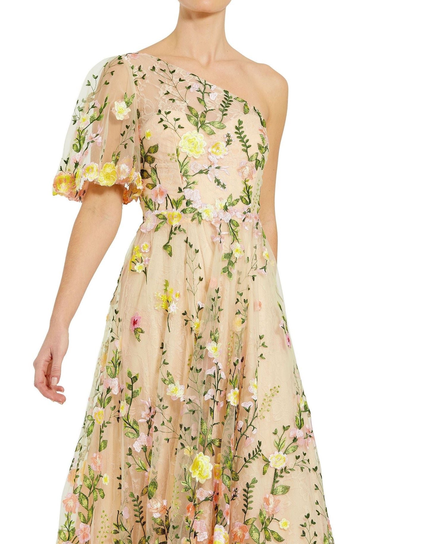 Formal Dresses Long Floral A Line Prom Formal Dress Yellow Multi