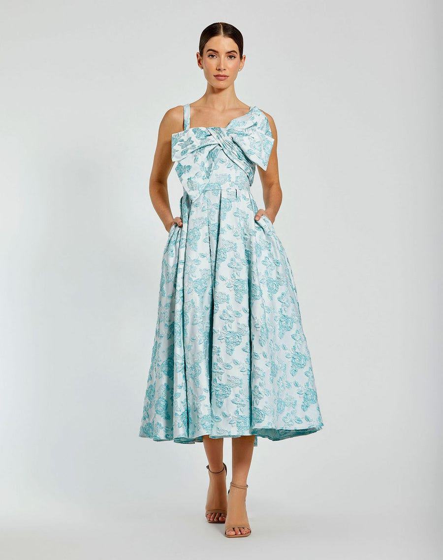 Cocktail Dresses Tea Length Floral Midi Cocktail Dress Seafoam