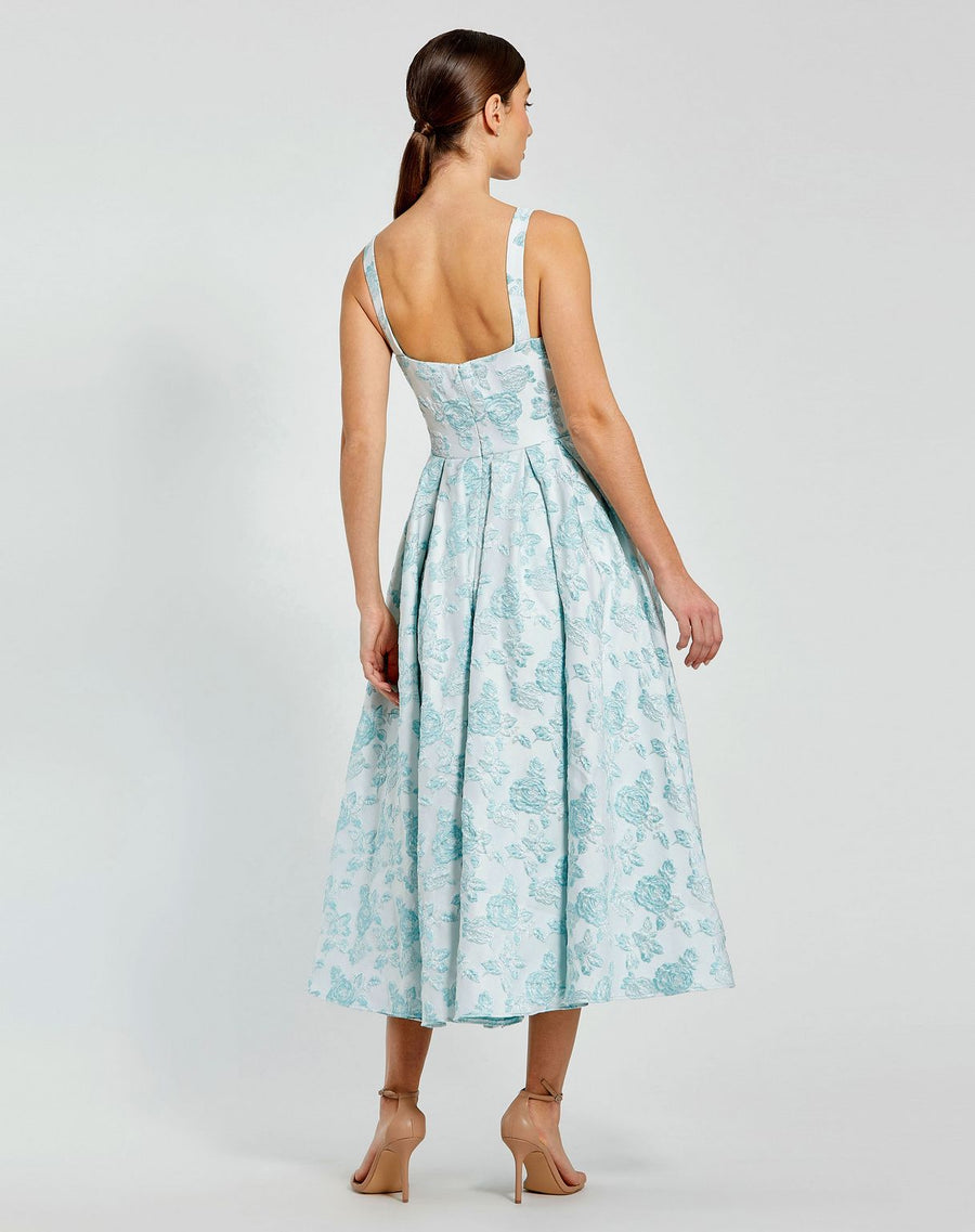 Cocktail Dresses Tea Length Floral Midi Cocktail Dress Seafoam