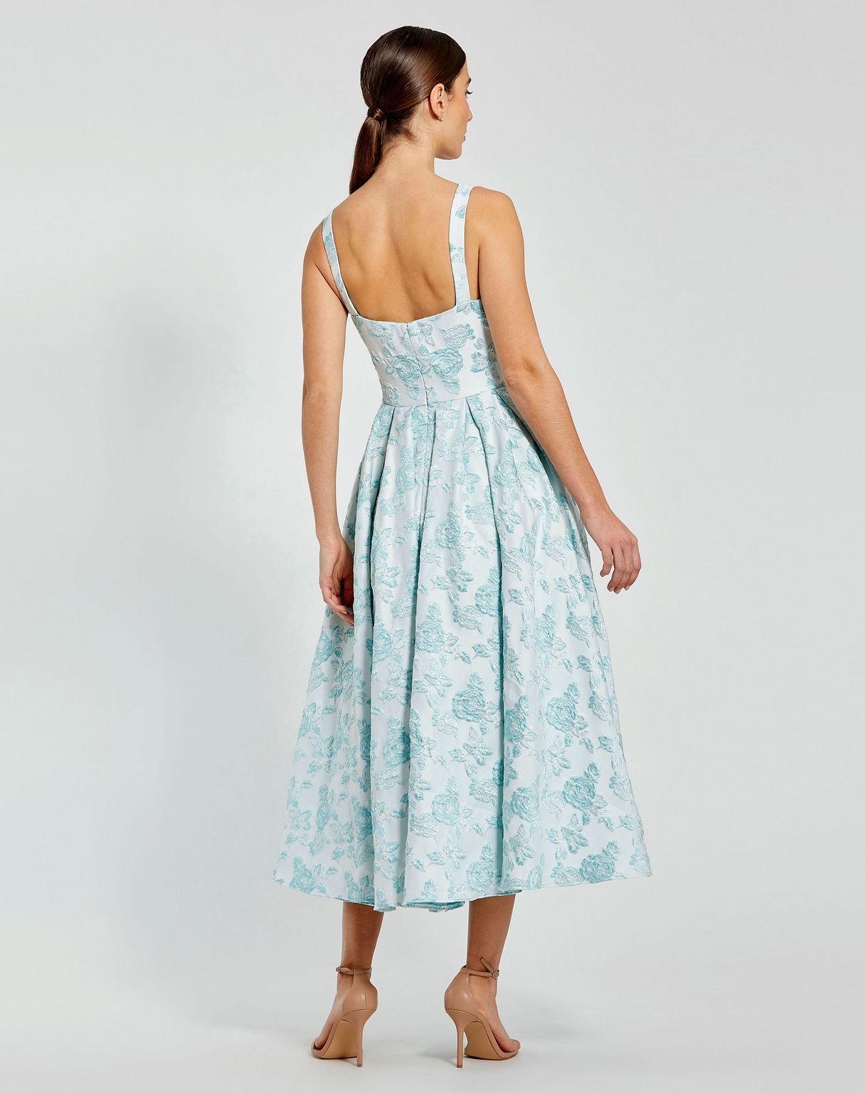 Cocktail Dresses Tea Length Floral Midi Cocktail Dress Seafoam
