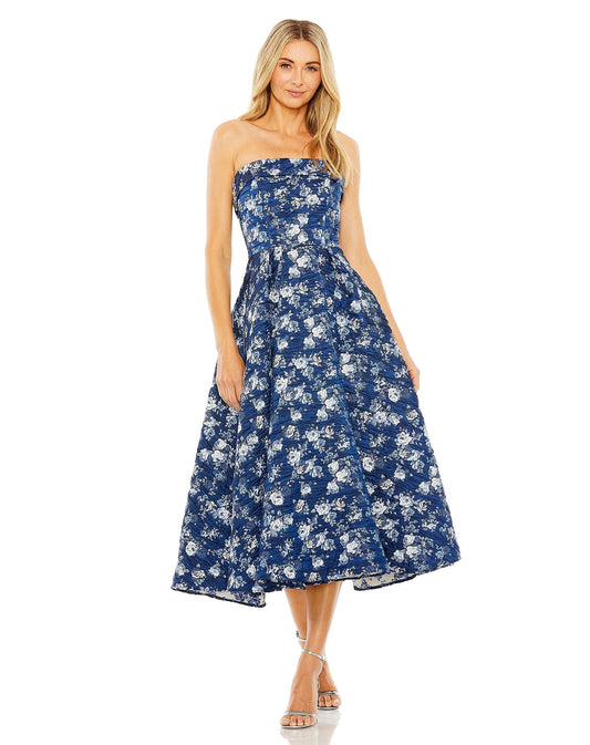 Cocktail Dresses Short Cocktail A Line Floral Midi Dress Blue Multi