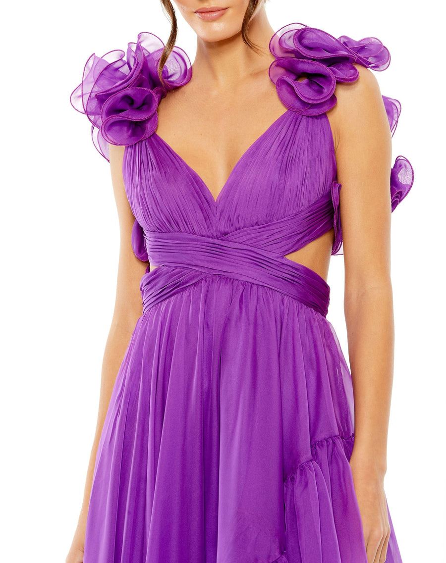 Cocktail Dresses Ruffle Tiered Cut Out High Low Gown Orchid
