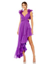 Cocktail Dresses Ruffle Tiered Cut Out High Low Gown Orchid