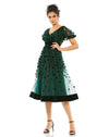 Cocktail Dresses  Short Velvet Hem Midi Cocktail Dress Emerald