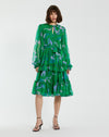 Cocktail Dresses Short Cocktail Long Sleeve Ruffle Dress Green Multi