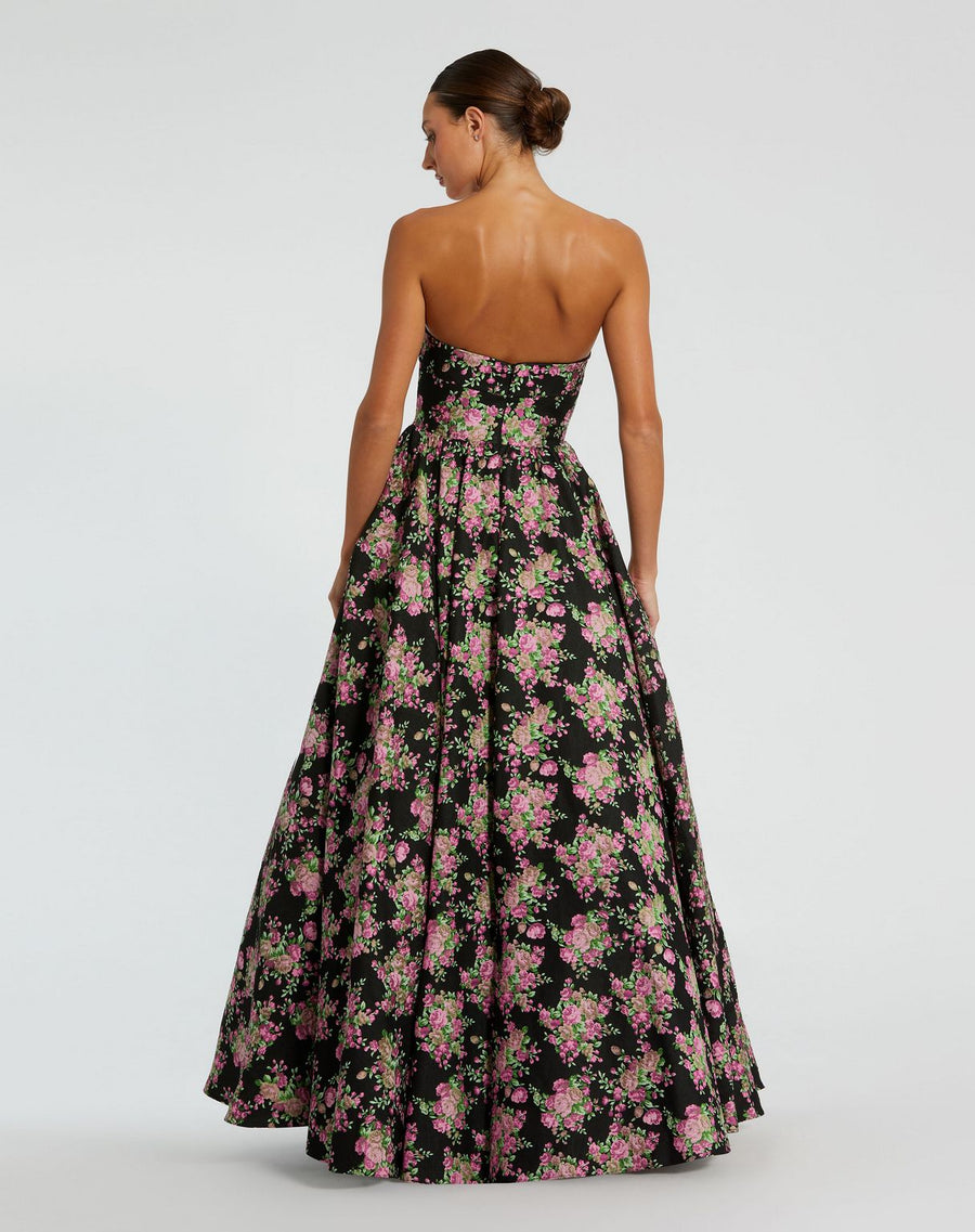 Prom Dresses Long Floral A Line Formal Prom Dress Black Multi