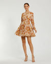 Cocktail Dresses Long Sleeve Sequin Cocktail A Line Mini Dress Nude Multi