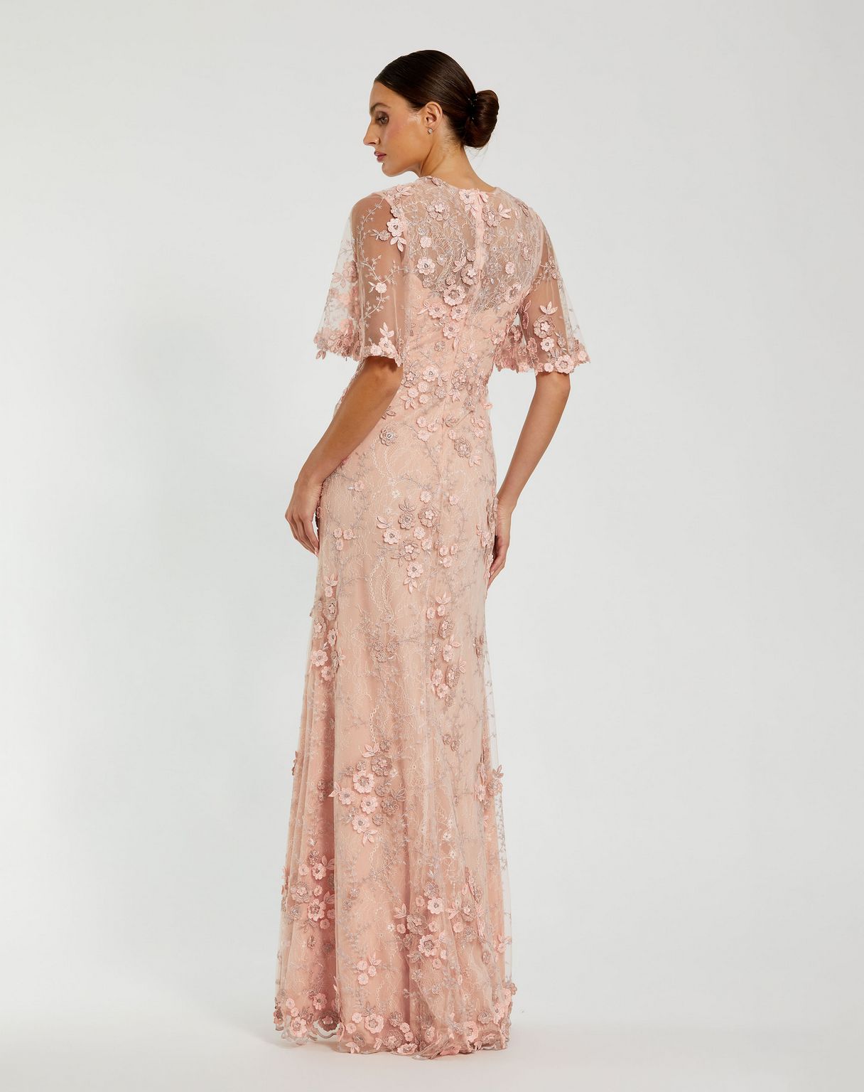 Formal Dresses Long Formal  Floral Applique Evening Dress Rose
