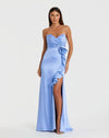 Prom Dresses Fitted Long Formal Ruffle Slit Prom Dress Ice Blue