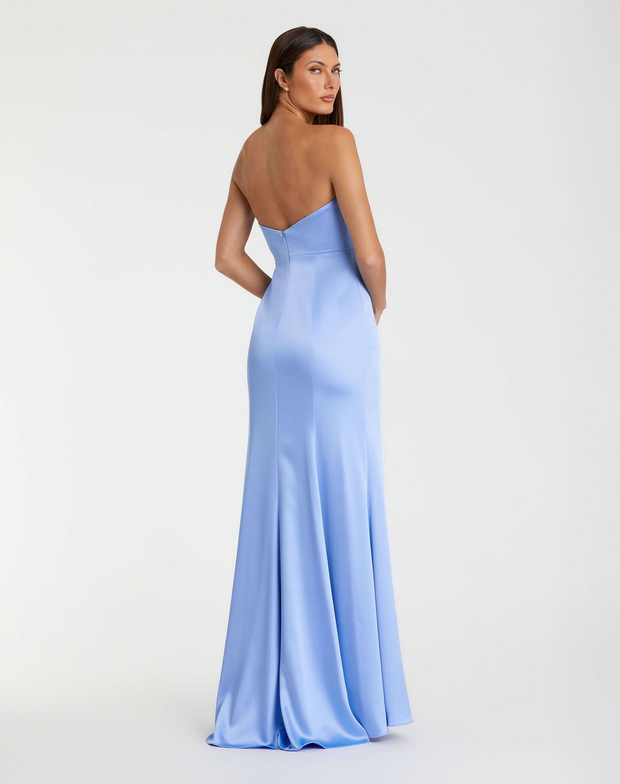 Prom Dresses Fitted Long Formal Ruffle Slit Prom Dress Ice Blue