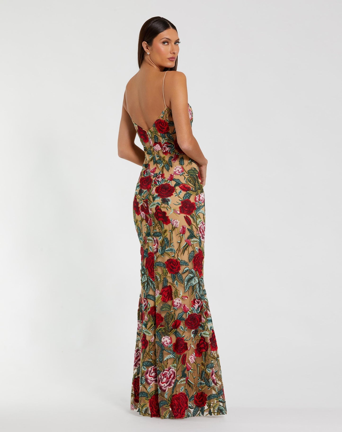 Prom Dresses ormal Long Floral Prom Dress Nude Multi