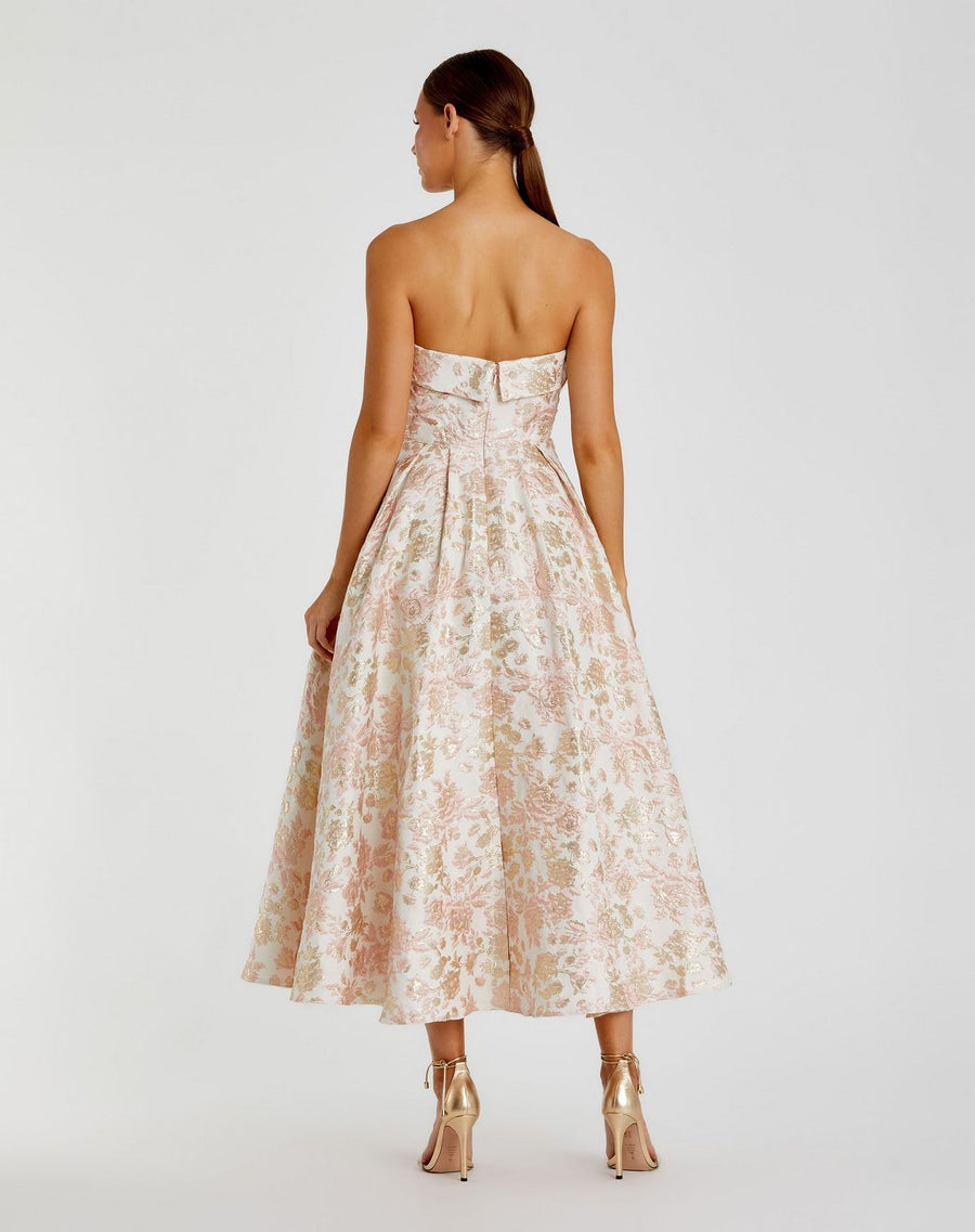 Cocktail Dresses Tea Length Floral A Line Cocktail Dress  Blush Multi