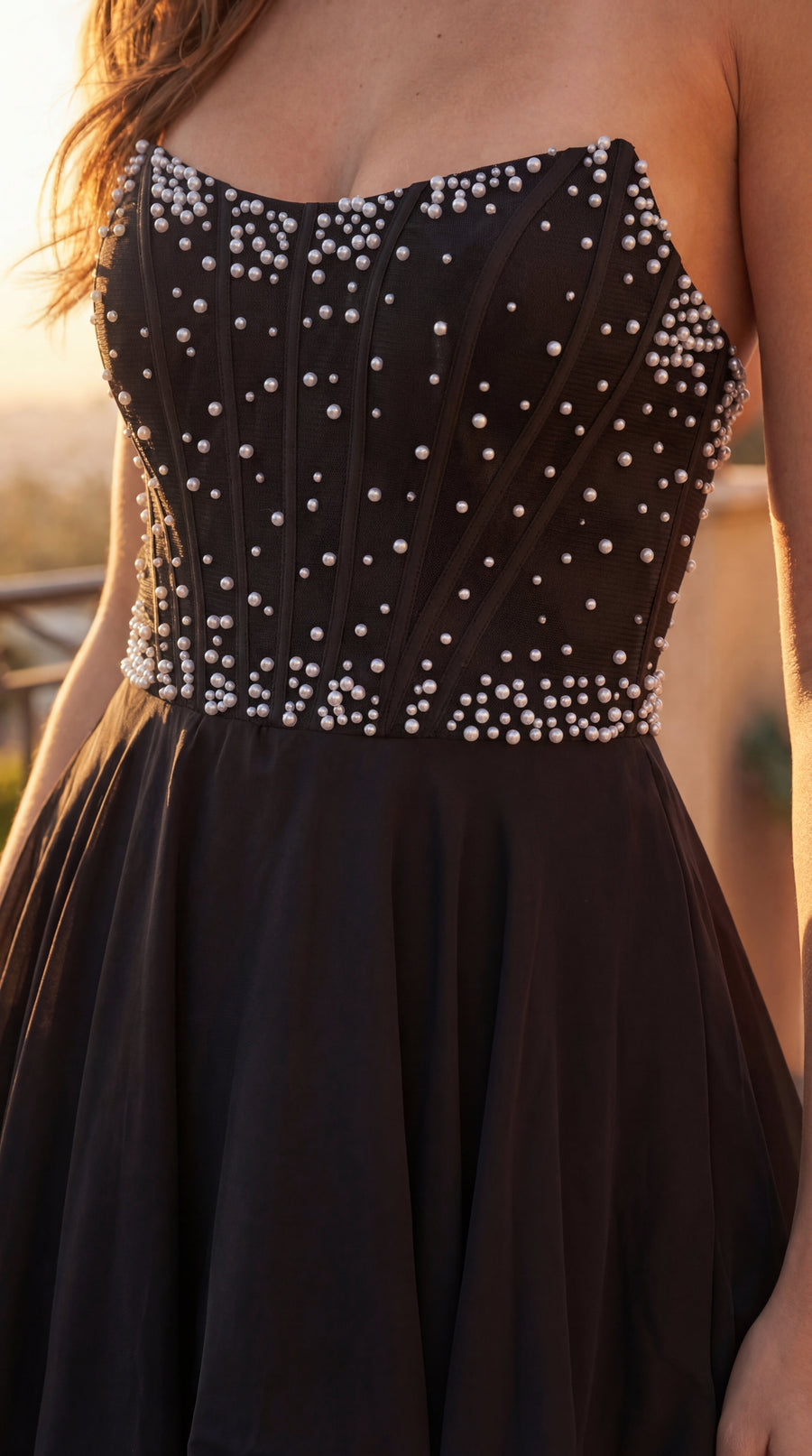 لؤلؤة Ballgown مشد طويل فستان الحفلة الراقصة مطرز