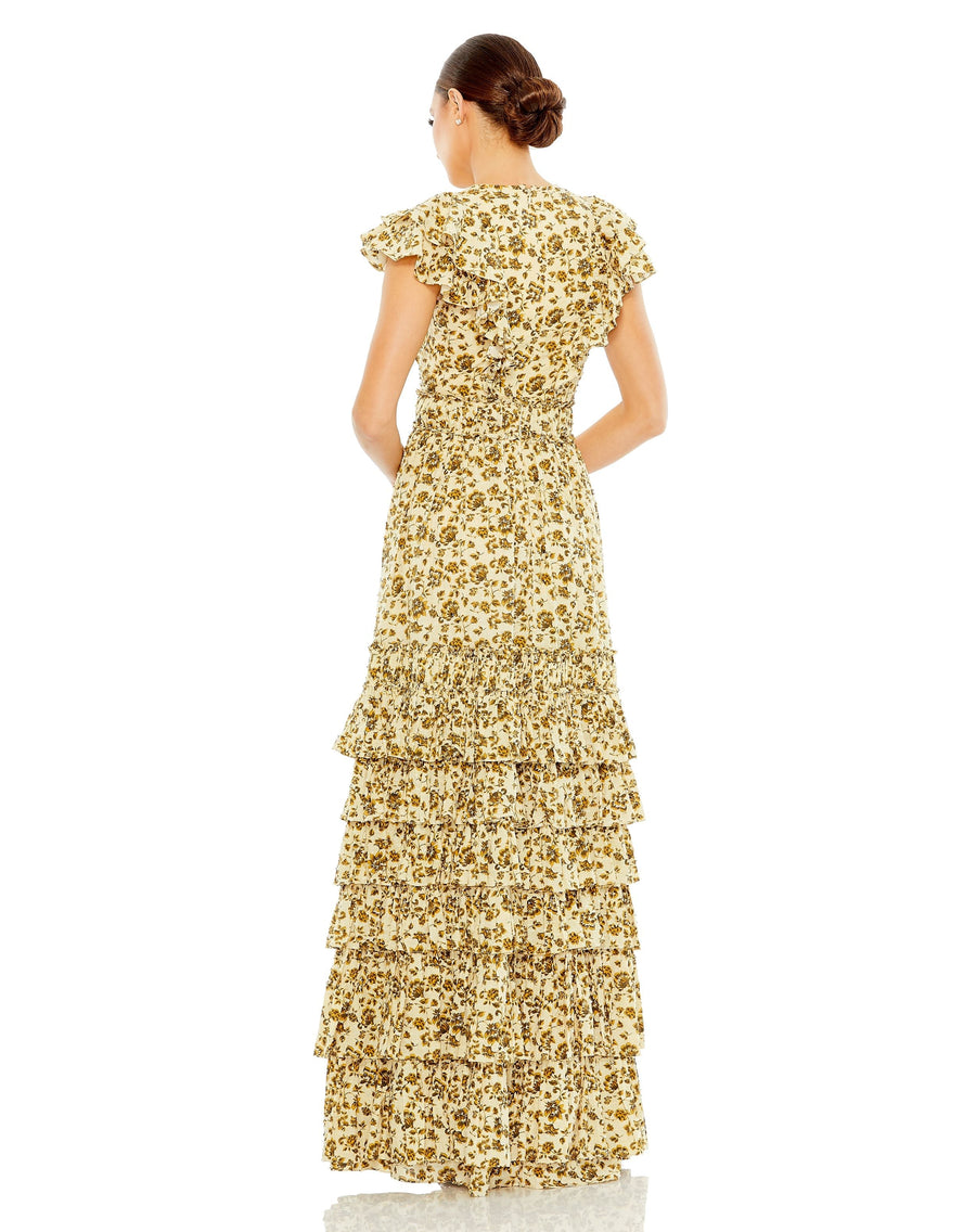 Formal Dresses Long Tiered Ruffle Formal Prom Dress Taupe Multi