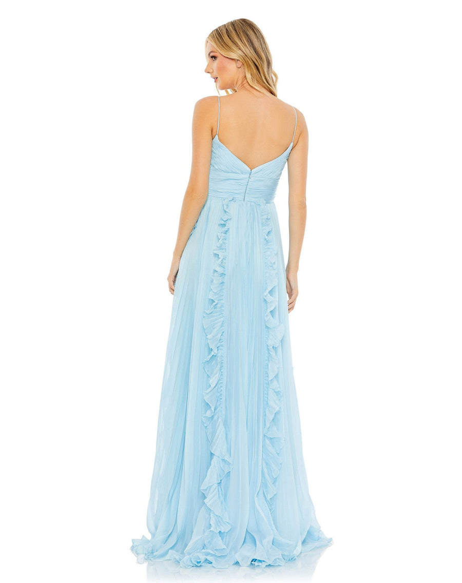 Prom Dresses Long Pleated Formal Prom Ruffle Dress Powder Blue
