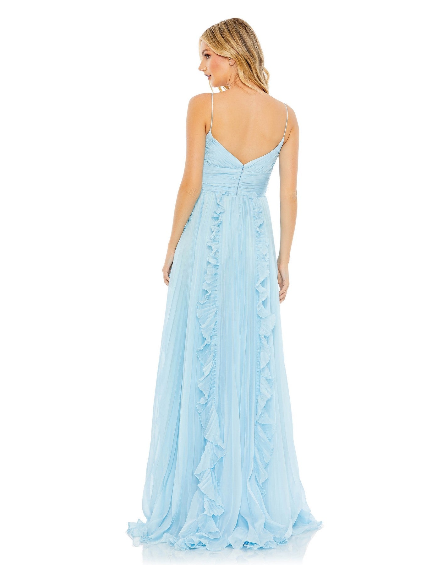 Prom Dresses Long Pleated Formal Prom Ruffle Dress Powder Blue