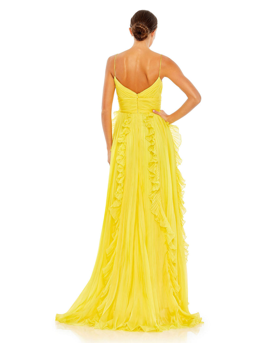 Prom Dresses Long Pleated Formal Prom Ruffle Dress Powder Sunshine