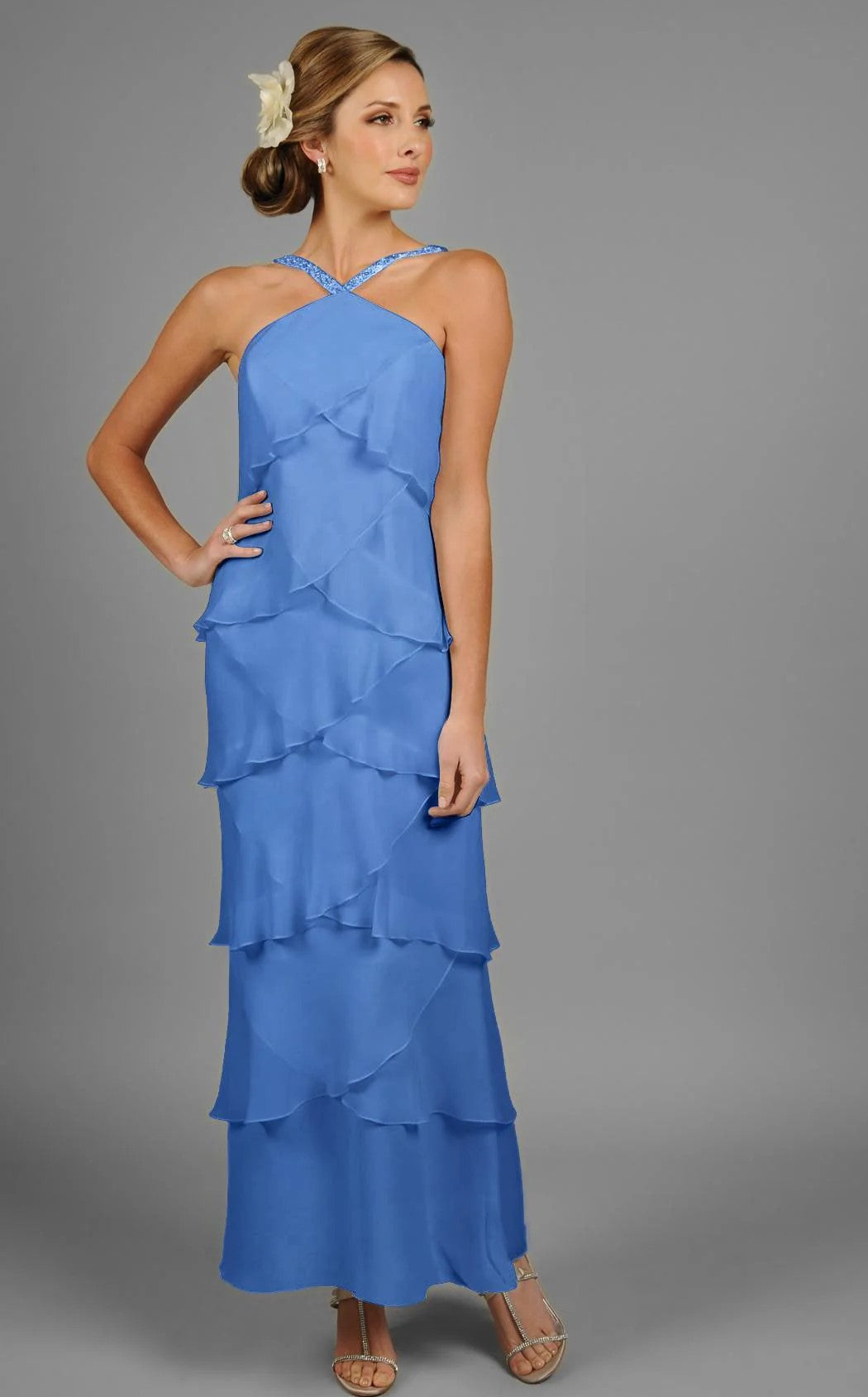 Prom Dresses Long Formal Tiered Evening Prom Dress Azure