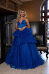 Prom Dresses Glitter Long Tiered Ball Gown Formal Prom Dress Royal