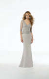 Mother of the Bride Dresses Beaded Long Formal Lace Evening Dress Silver
