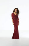 Beaded Long Formal Lace Evening DressWine