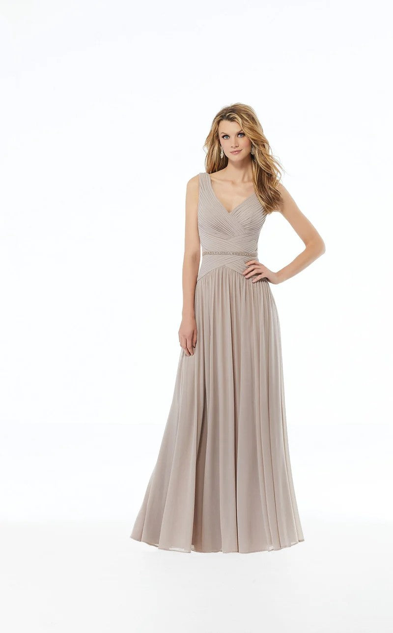 Formal Dresses Formal Long A Line Beaded Dress Taupe