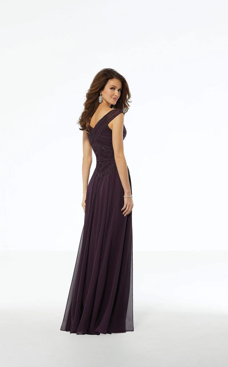Formal Dresses Beaded Long Formal A Line Evening Dress Eggplant