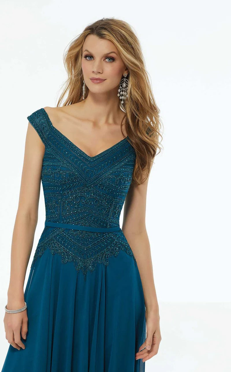 Formal Dresses Beaded Long Formal A Line Evening Dress Teal
