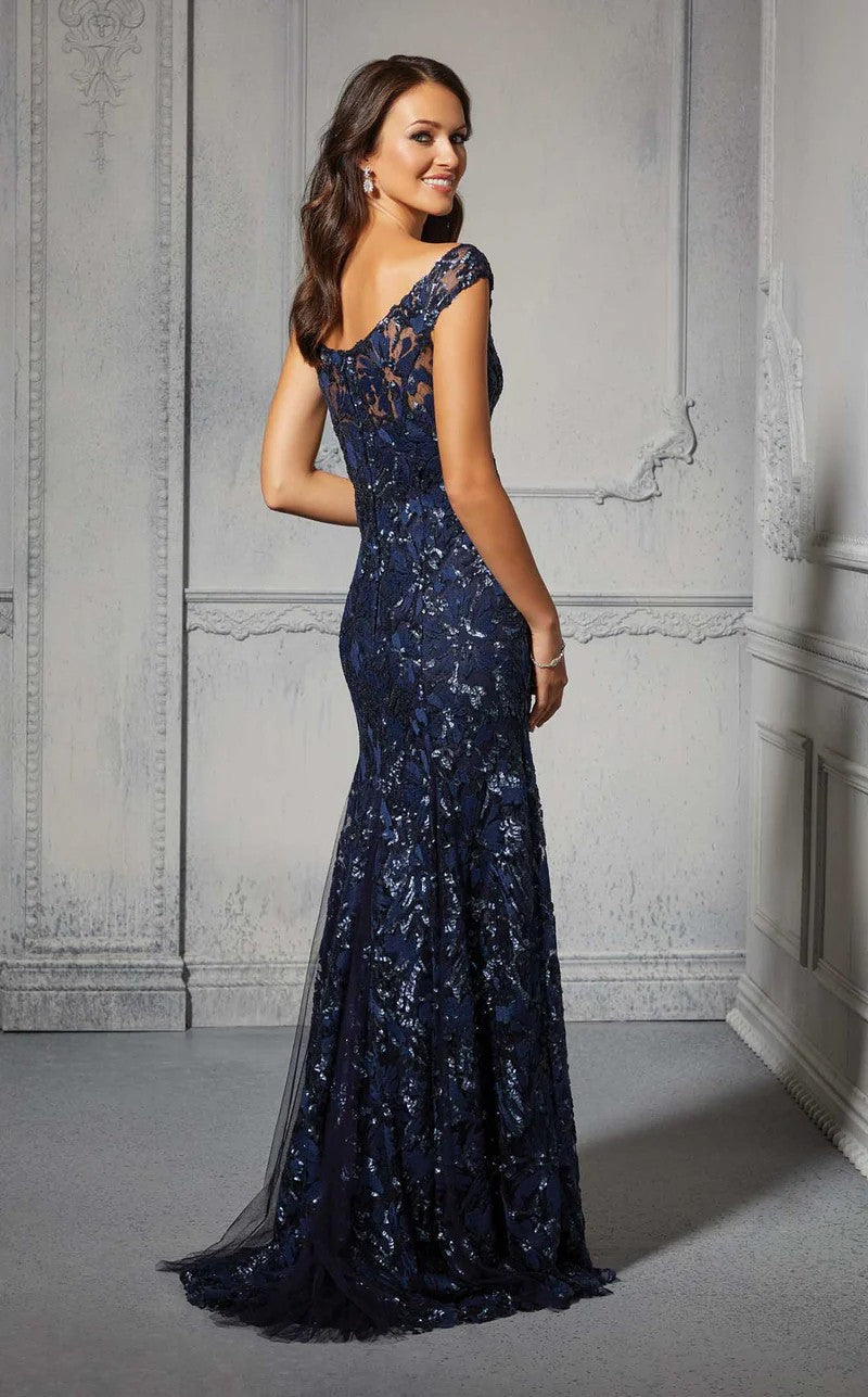Formal Dresses Long Formal Floral Sequin Evening Dress Navy