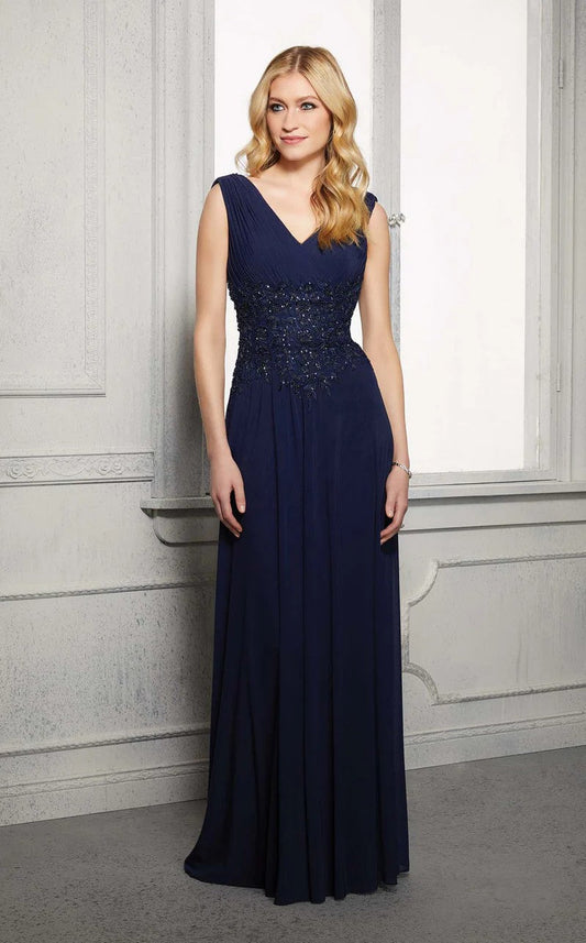 Formal Dresses Beaded A Line Long Formal Evening Dress Navy