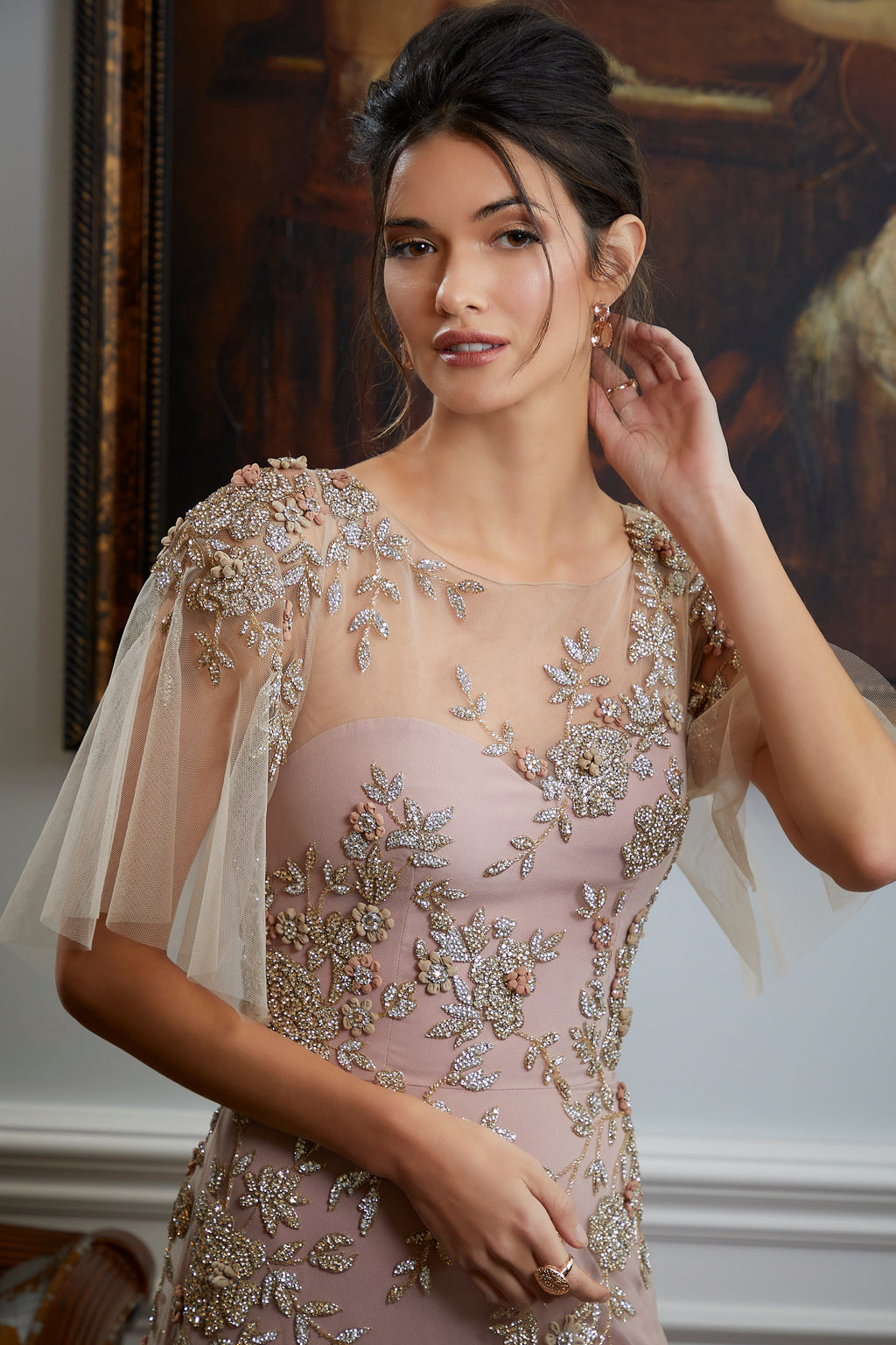 فستان رسمي طويل مطرز بالخرز من MGNY Madeline Gardner، نيويورك 72837