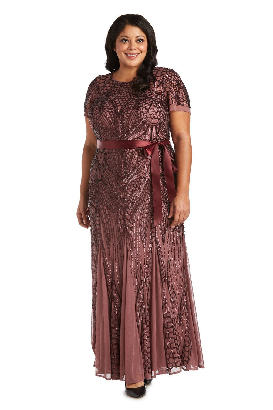 Plus Size Dresses Long Plus Size Sequin Formal Dress Dark Rose