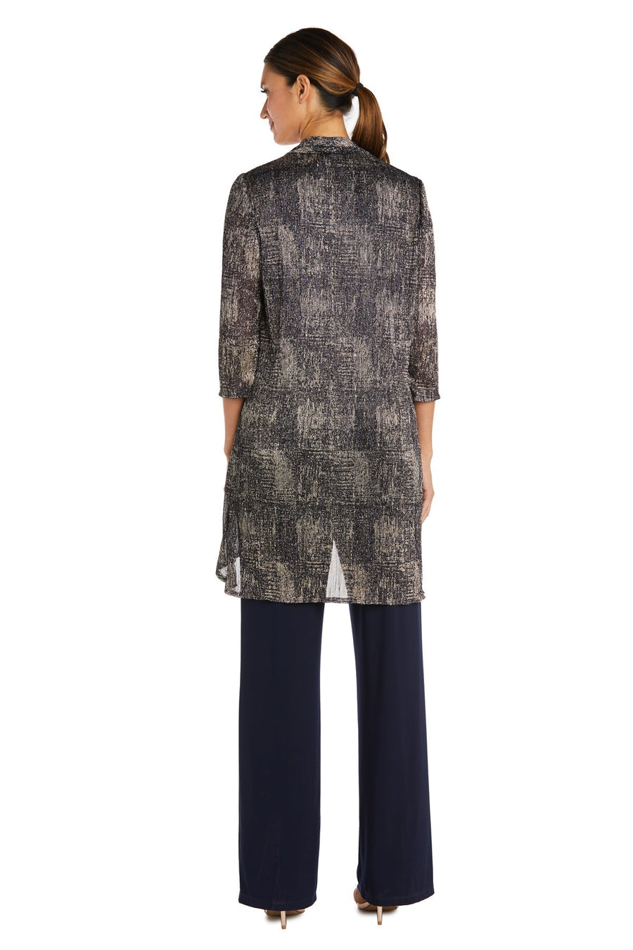 Pant Suit Long Formal Print Petite Pant Suit Navy/Gold