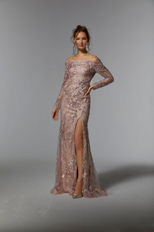 Mother of the Bride Dresses Long Sleeve Formal Evening Gown Dusty Lilac