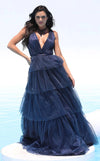 Prom Dresses Long A Line Formal Glitter Prom Dress Navy