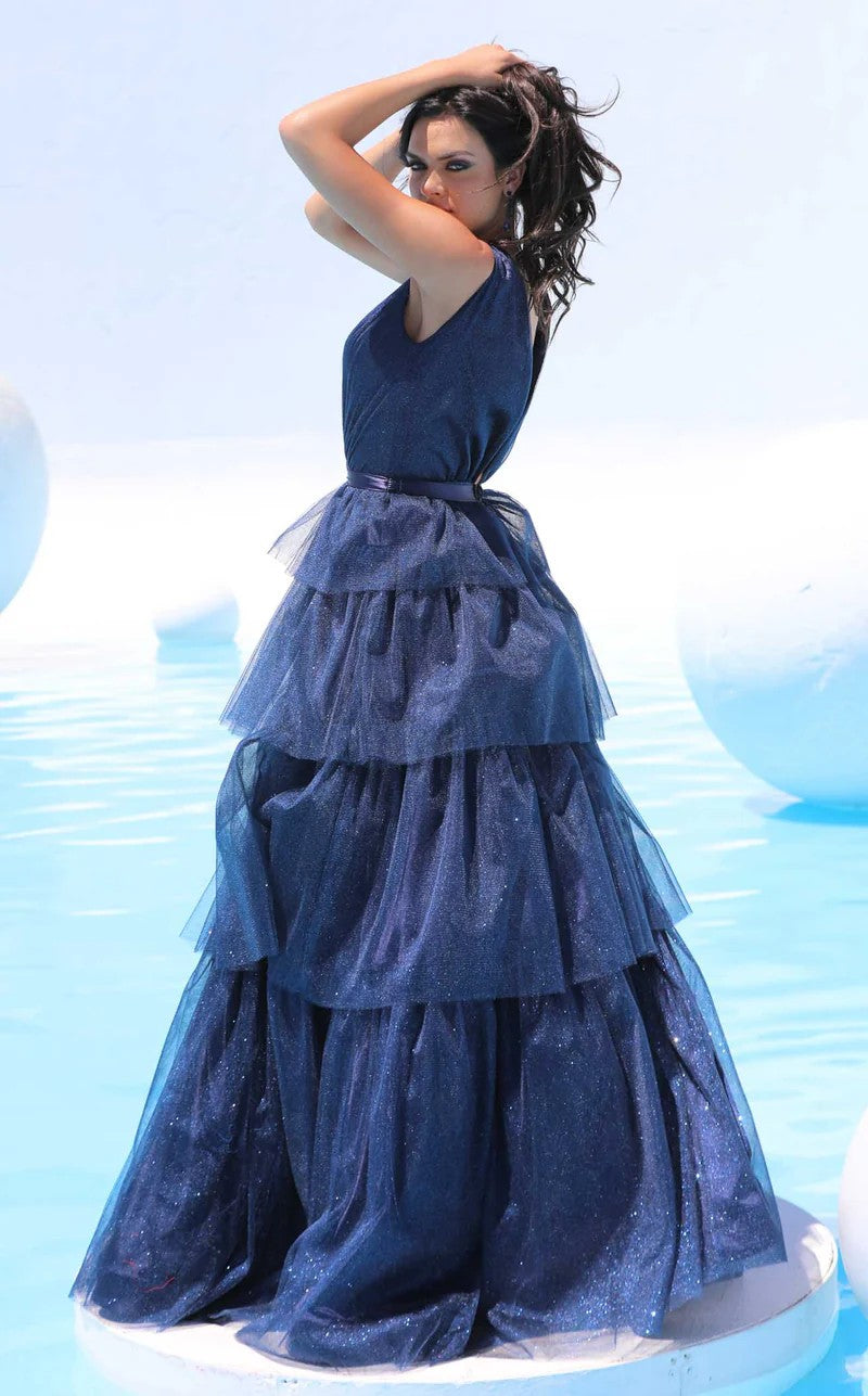 Prom Dresses Long A Line Formal Glitter Prom Dress Navy