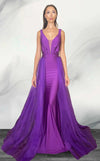 Prom Dresses Fitted Long Formal Glitter Overskirt Prom Dress Purple